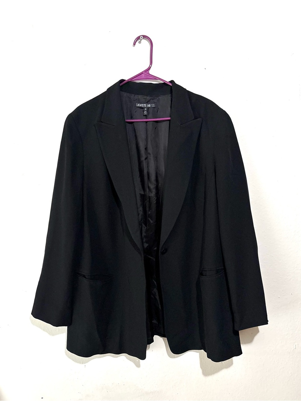 Lafayette 148 New York Classic Black Single Breasted Blazer Jacket Size 16